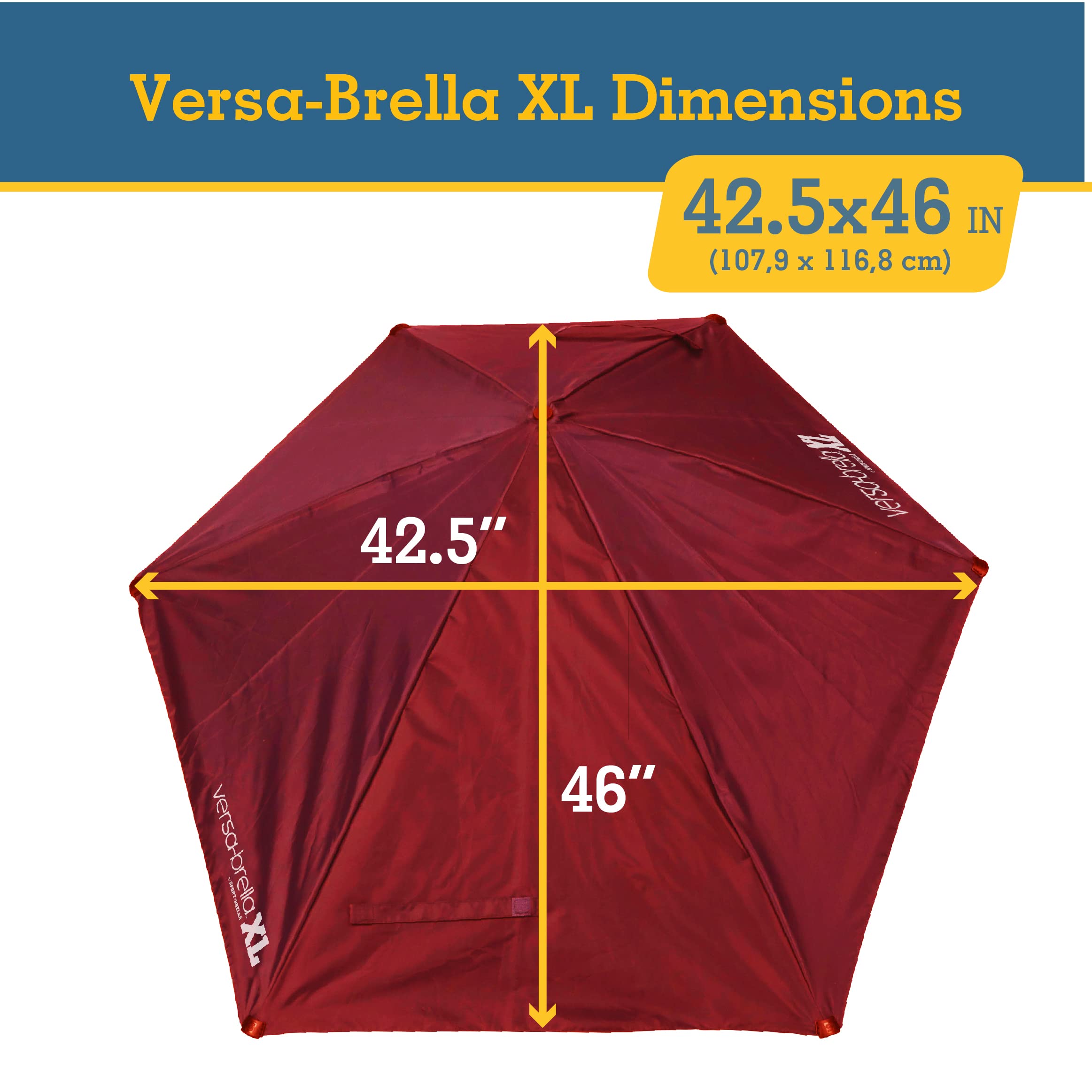 Sport-Brella Versa-Brella SPF 50+ Adjustable Umbrella with Universal Clamp, XL, Firebrick Red