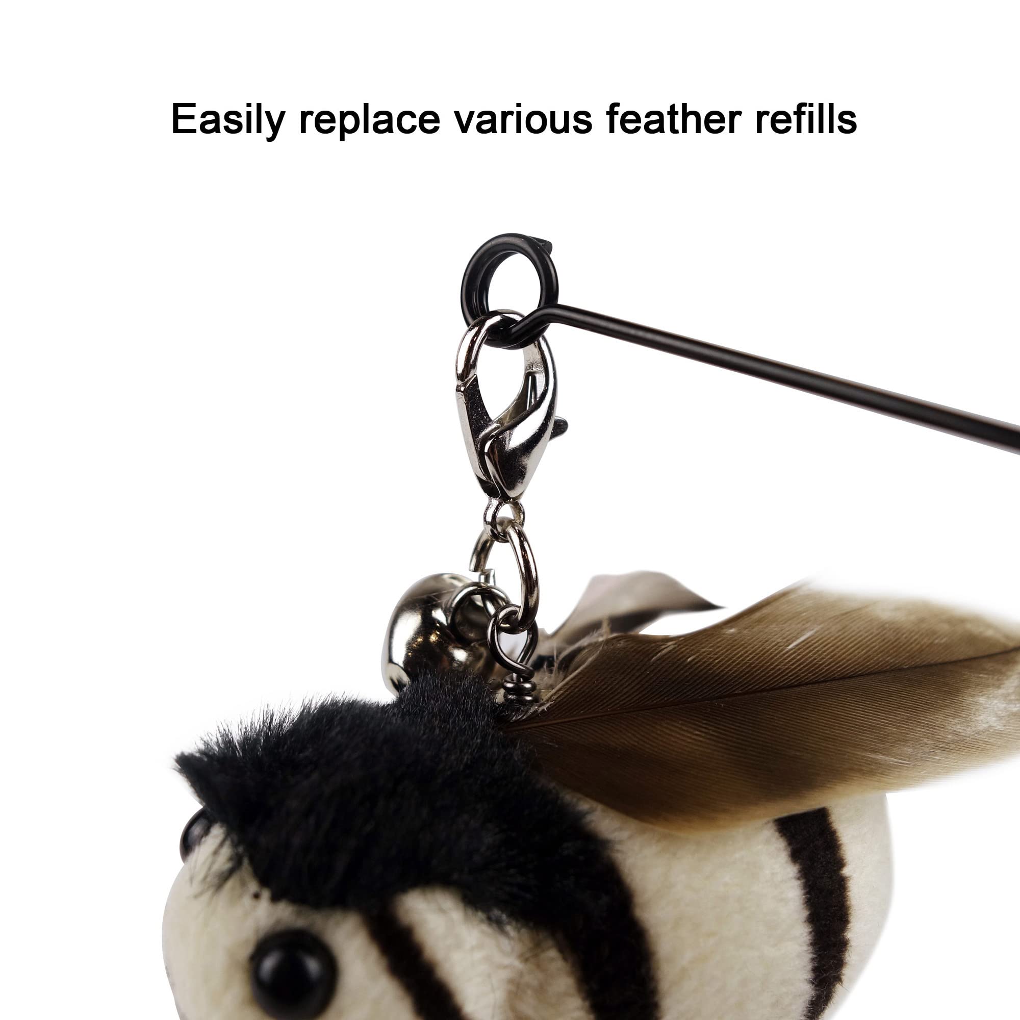 Ttcat Cat Wand Toys, 2Pcs Cat Wand Toy And 10Pcs Cat Feather Toys Cat Teaser Toy Refills,29 Flexible Steel Wire, Sturdy Wood Han