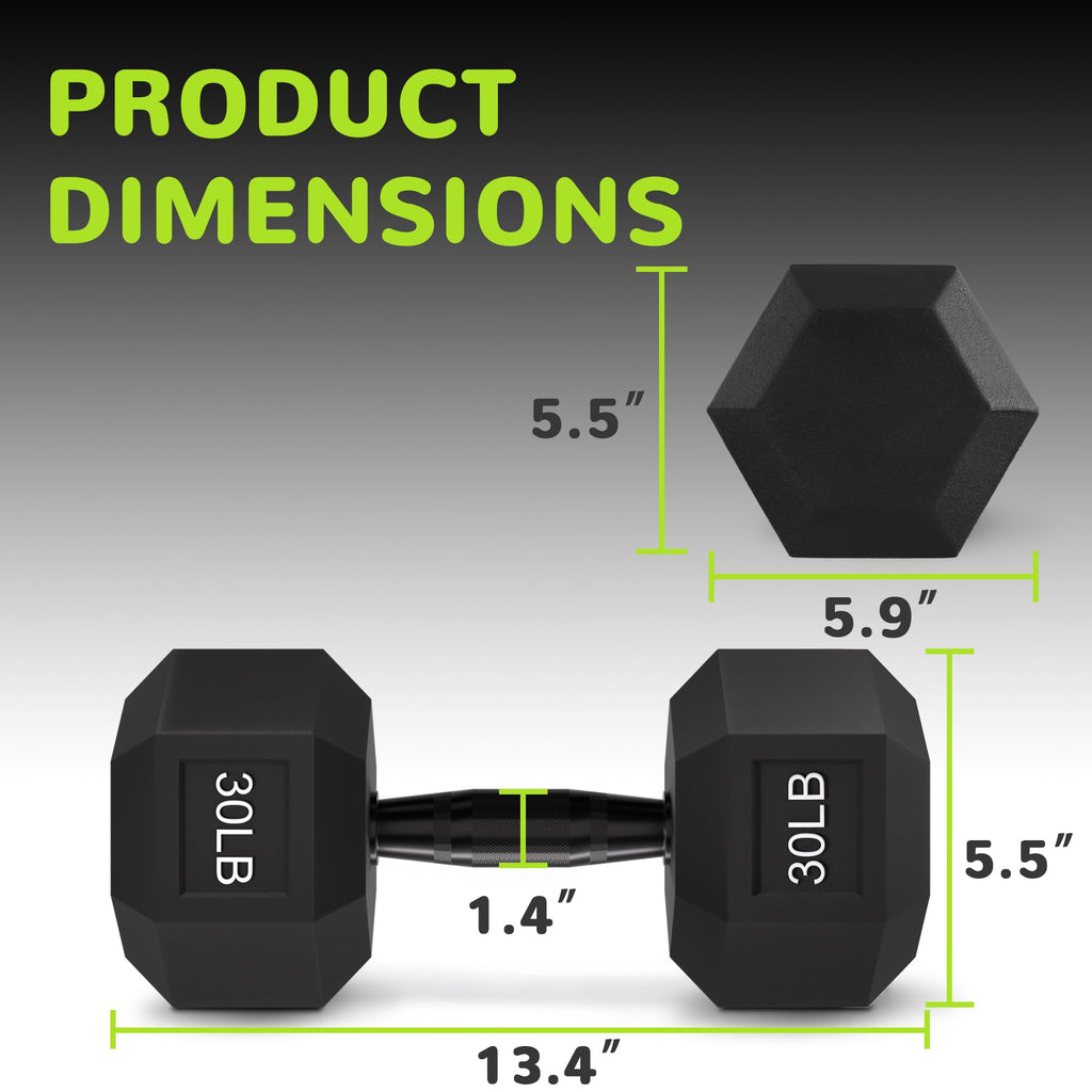 Fitvids Rubber Encased Exercise & Fitness Hex Dumbbell, Hand Weights With Anti-Slip Metal Handle For Home Gym, Multiple Sizes, 3