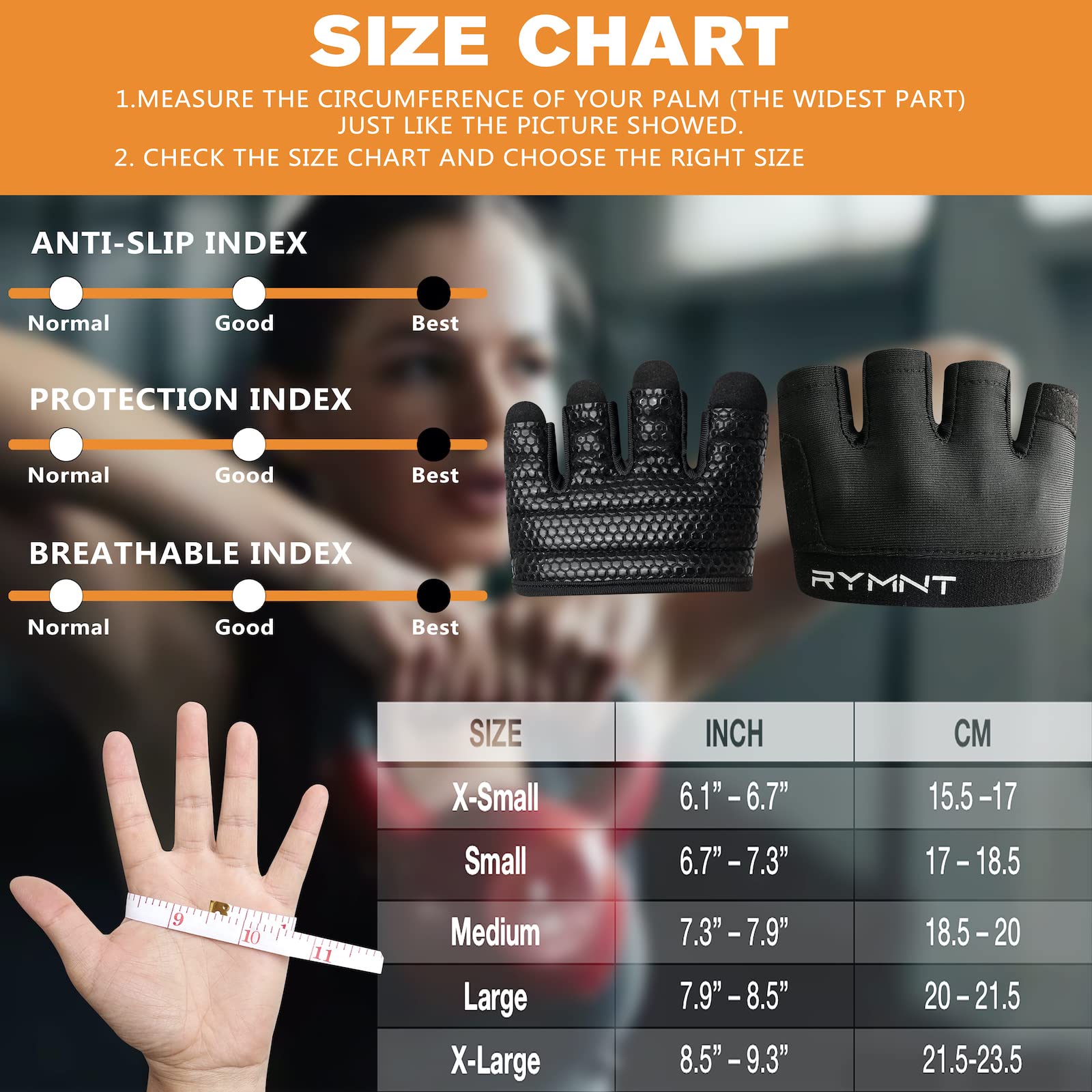 Rymnt Workout Gloves,Short Micro Weight Lifting Gloves Grip Pads With Full Palm Protection & Extra Grip For Men Women Weightlift