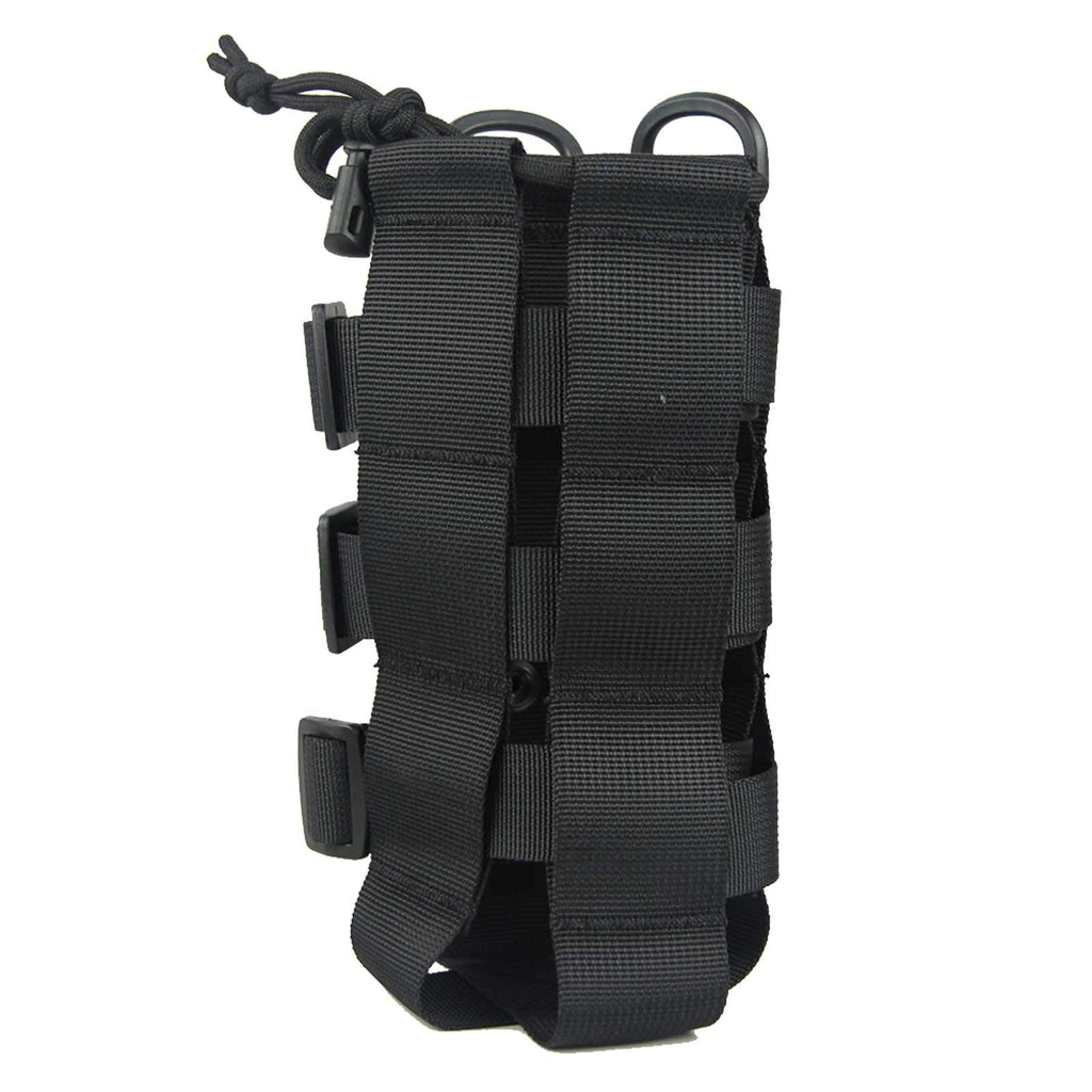 Patiosguard Tactical Water Bottle Pouch For Molle Systems, Adjustable Outdoor Sports Kettle Carrier Holder (Black)