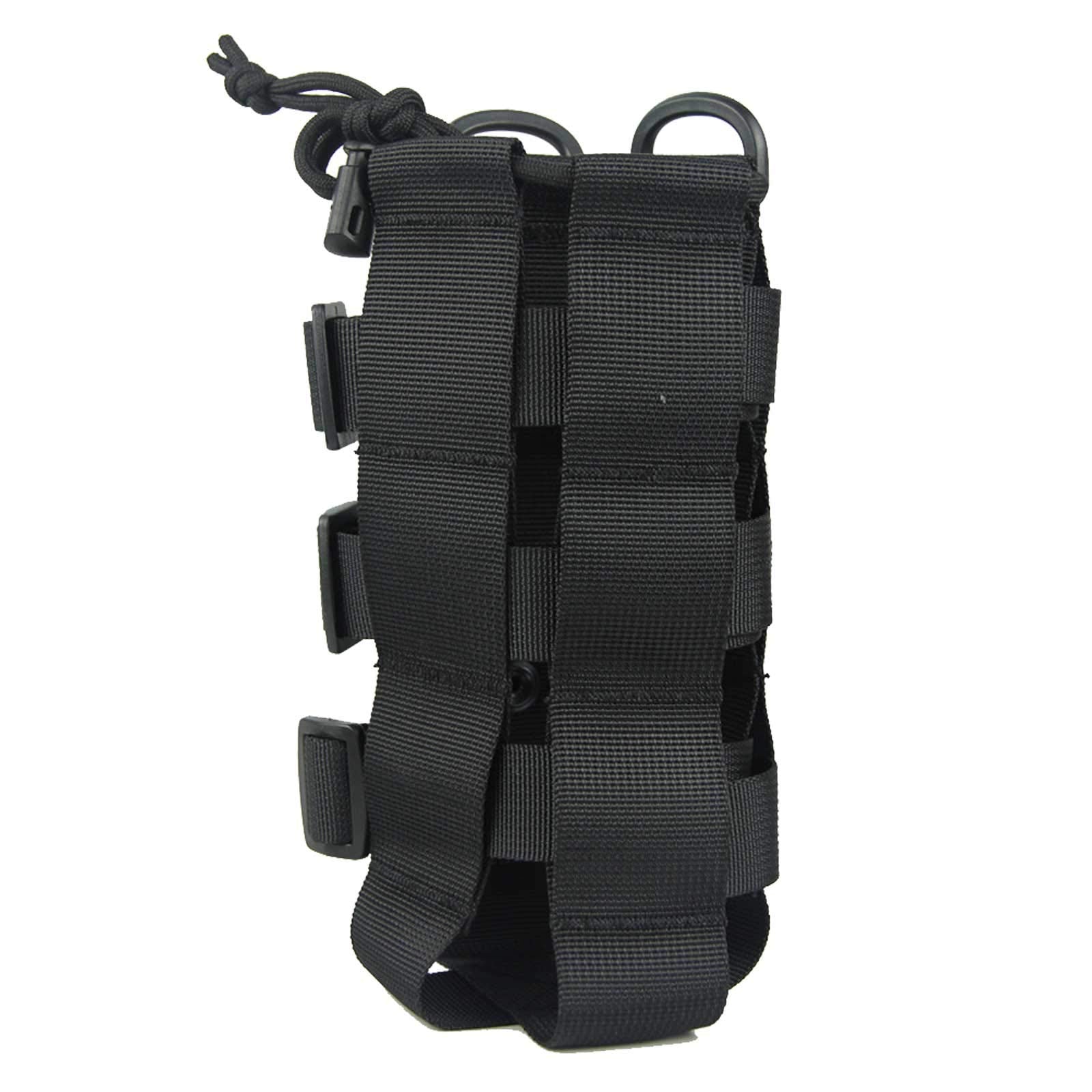 Patiosguard Tactical Water Bottle Pouch For Molle Systems, Adjustable Outdoor Sports Kettle Carrier Holder (Black)
