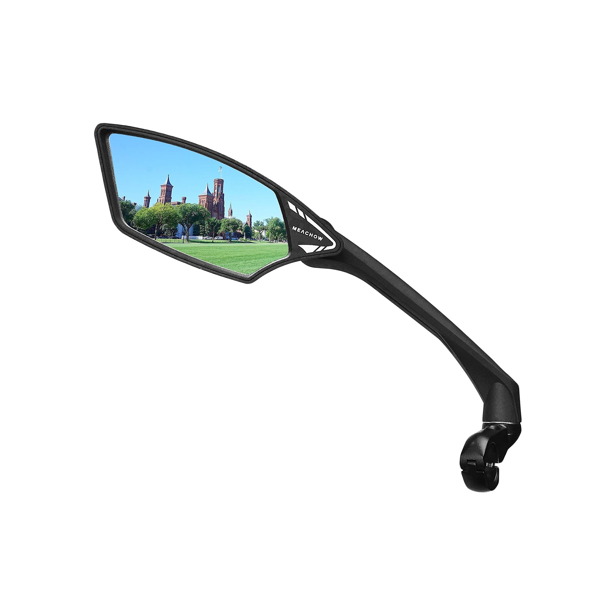 Meachow New Scratch Resistant Glass Lens,Handlebar Bike Mirror, Rotatable Safe Rearview Mirror, Bicycle Mirror, (Silver Left Sid