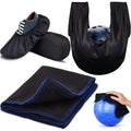Zhanmai 4 Pcs Bowling Accessories Kit Bowling Shoe Covers for Men Non Slip Seesaw Cleaning Pad Microfiber Shammy Leather Towel(L