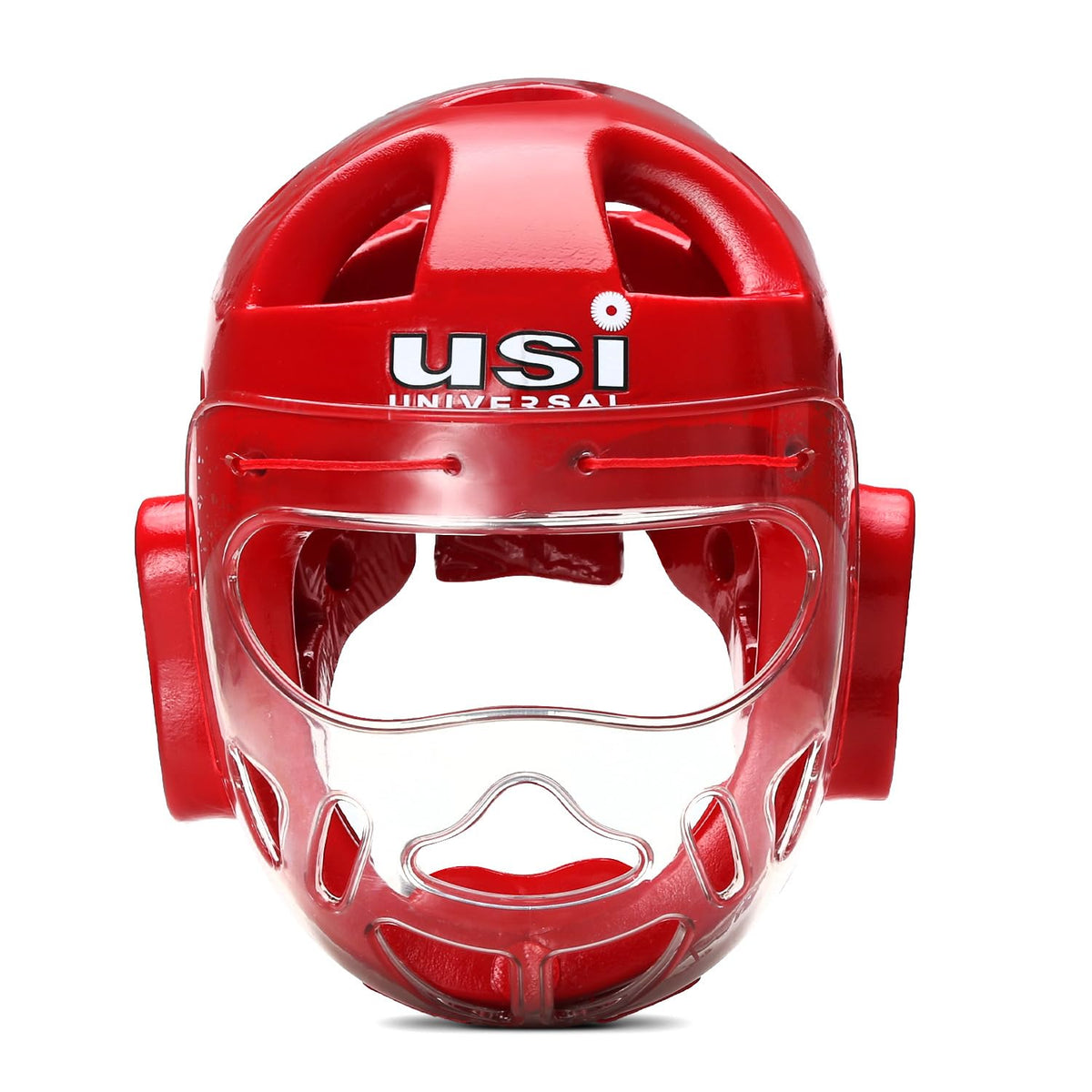 Usi Universal 616Dm Martial Arts Head Guard With Face Mask, Red Boxing Headgear For Kickboxing, Dip Foam Construction, Full Skul
