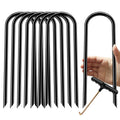 Trampoline Stakes High Wind 12 Inch, Heavy Duty Trampoline Anchors 8Pcs With T-Hook, U Shape Galvanized Steel Wind Stakes For Tr