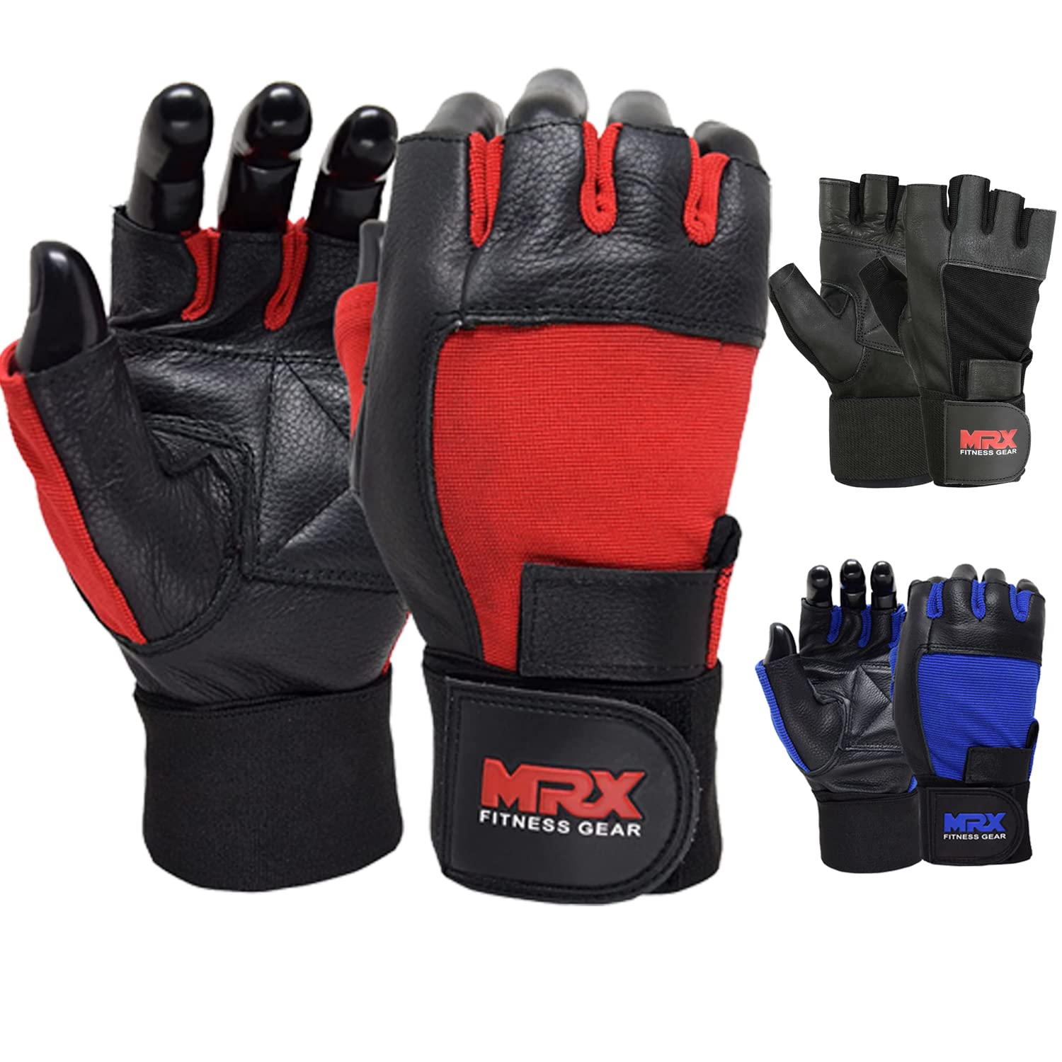 Mrx Weight Lifting Gloves Gym Fitness Exercise Bodybuilding Workout Powerlifting Red (Medium)