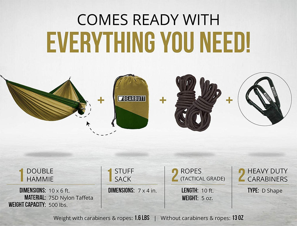 Bear Butt Double Parachute Hammock - Khaki / Dark Green