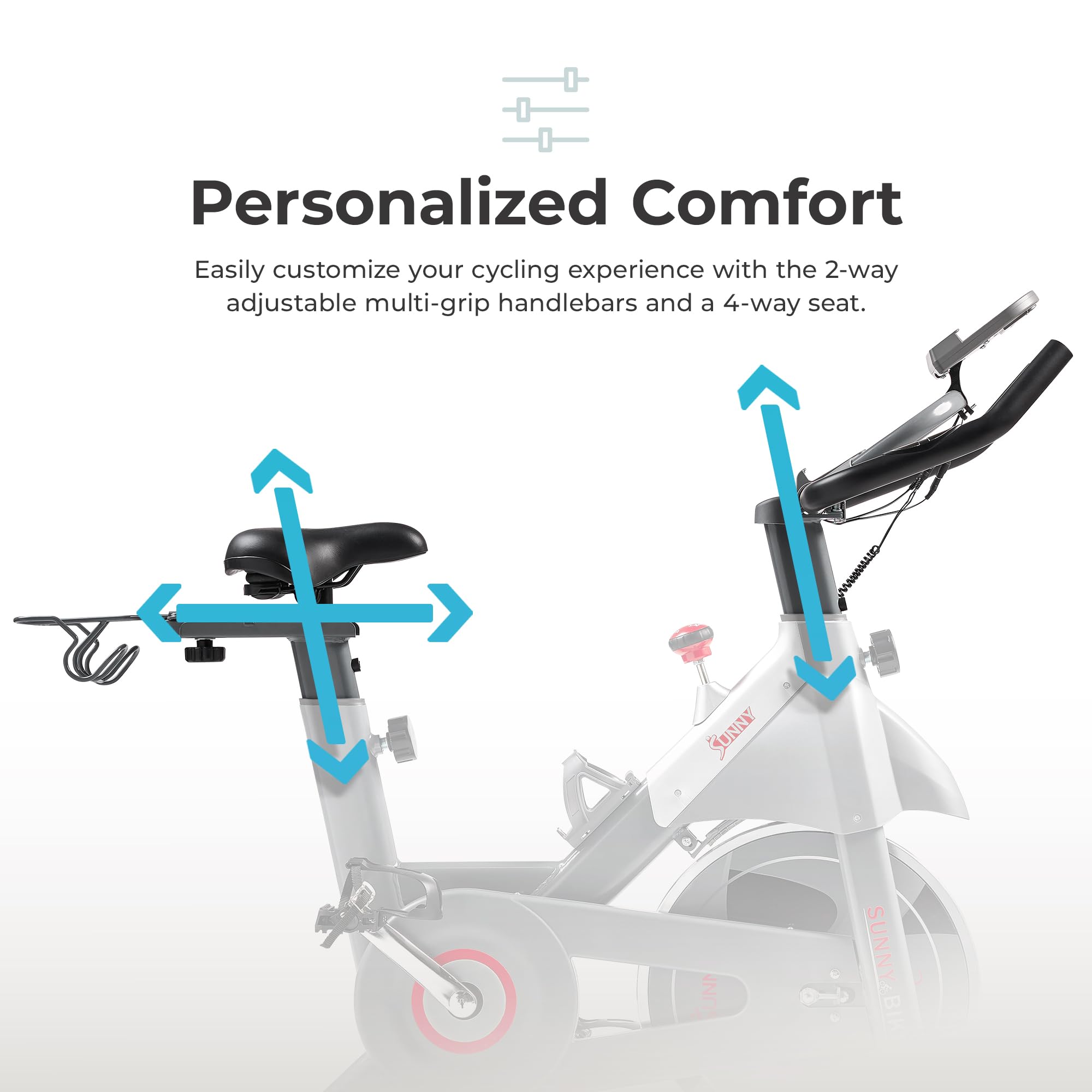 Sunny Health & Fitness Smart Indoor Cycling Magnetic Resistance Exercise Bike, Cardio Workout for Home, Pulse Sensor, with Dumbb