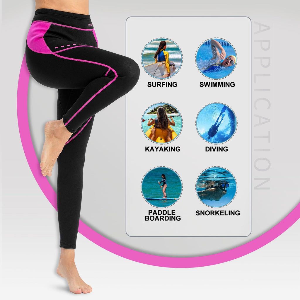 Goldfin Womens Wetsuit Pants, 2Mm Neoprene Pants Keep Warm For Diving Swimming Surfing Kayaking Boating (Black, L)