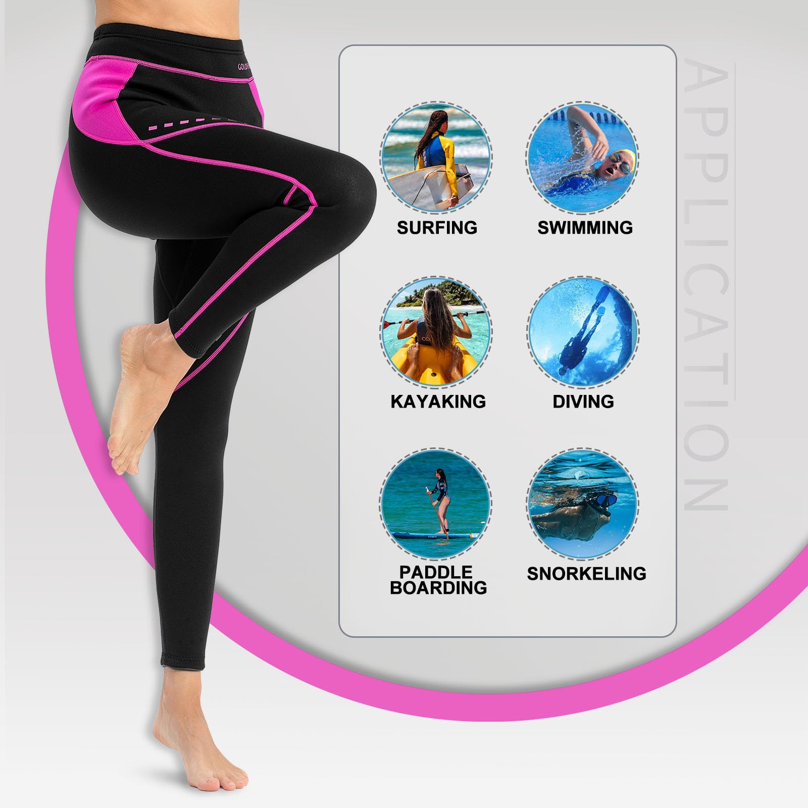 Goldfin Womens Wetsuit Pants, 2Mm Neoprene Pants Keep Warm For Diving Swimming Surfing Kayaking Boating (Black, 3Xl)