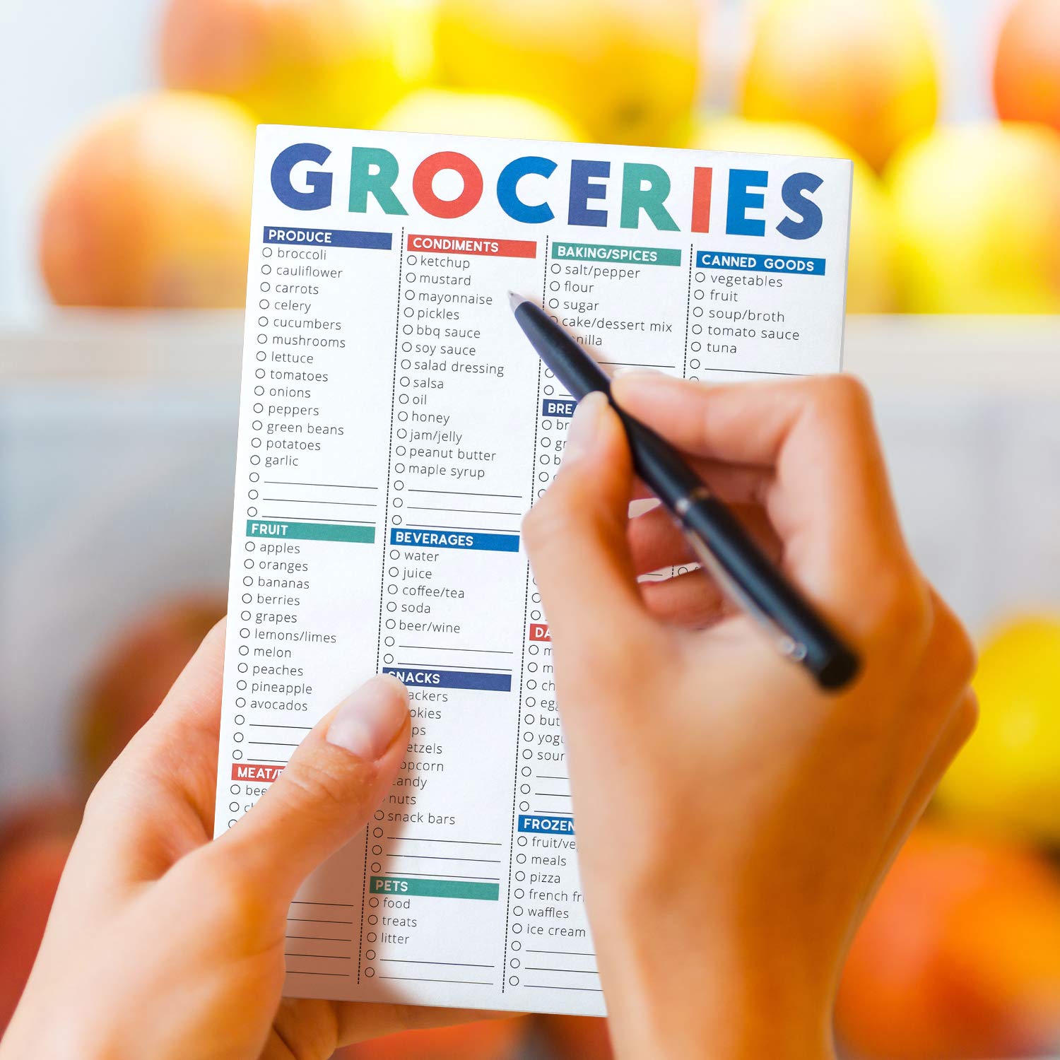 Sweetzer  Orange Fastcheck Grocery List Magnet Pad For Fridge 6X9A Magnetic Notepad With Printed Shopping List Items And Blank G