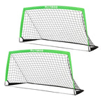 Runbow 6X4 Ft Portable Kids Soccer Goal For Backyard Practice Soccer Net With Carry Bag (6X4 Ft, Green, 2 Pieces)