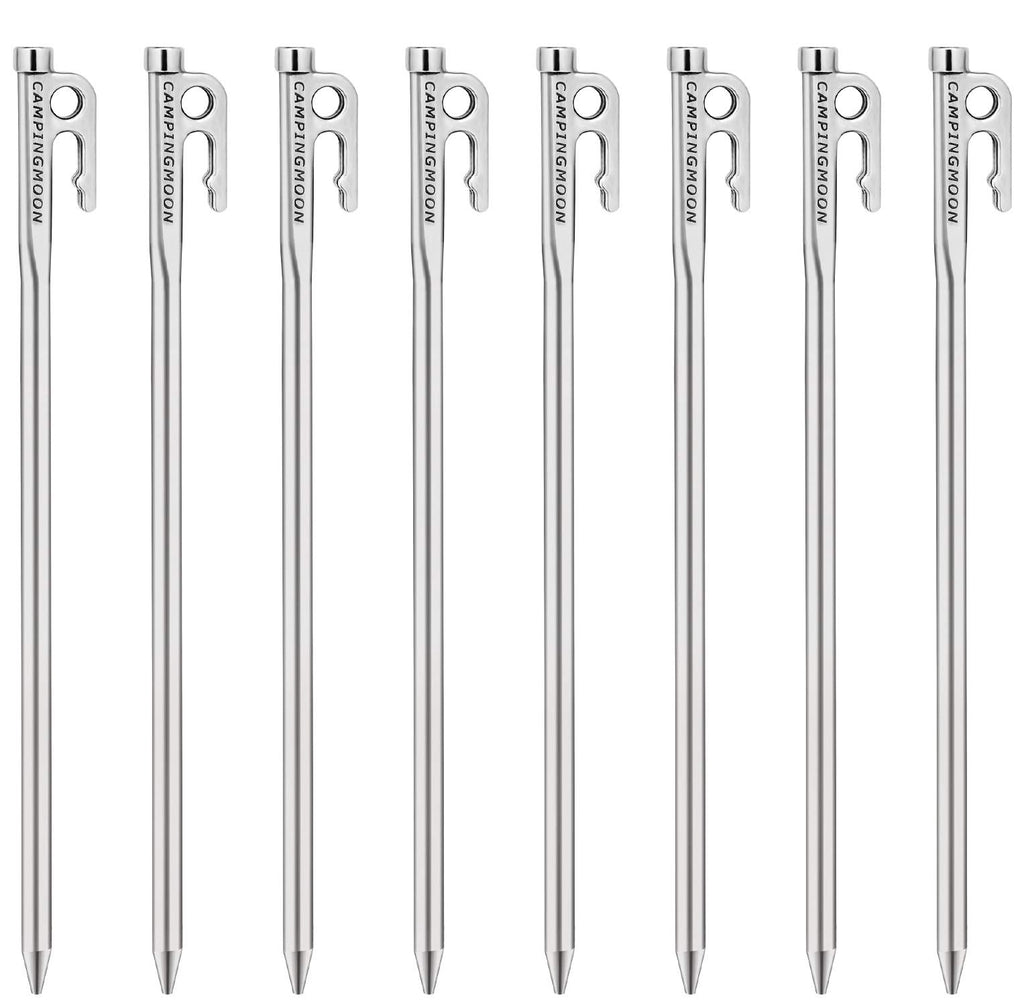 Camping Moon Martensitic Stainless Steel 420J2 Tent Stake R Series Power Peg Ideal For Hard Ground R-30-8P