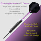 Sanfeng Steel Tip Darts Set For Dartboard, Professional Darts With Metal Tip 22 Grams Purple Aluminium Shafts 9 Flights 50 Rubbe