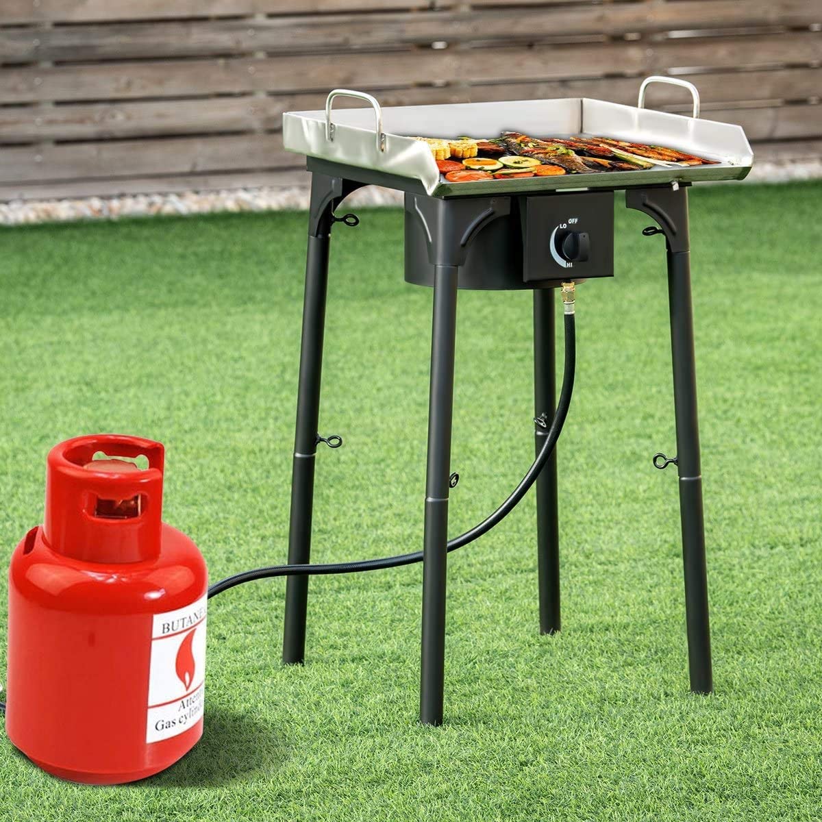 Happygrill Camping Stove Outdoor, High Pressure Single Burner Propane Gas Camp Stove W/Detachable Legs, 100,000 Btu Output, 0-20