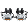 X AUTOHAUX 1 Pair Bicycle Pedals 1/2   Spindle Platform with Toe Clips Fixed Foot Strap Cycling Parts Black Silver Tone