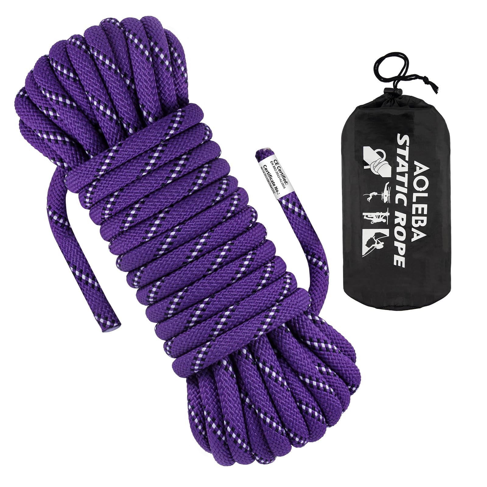 AOLEBA 10.5 mm Static Climbing Rope 10M(32ft) 20M(64ft) 30M(96ft) 50M(160ft) 70M(230ft) Outdoor Rock Climbing Ropes, Escape Rope