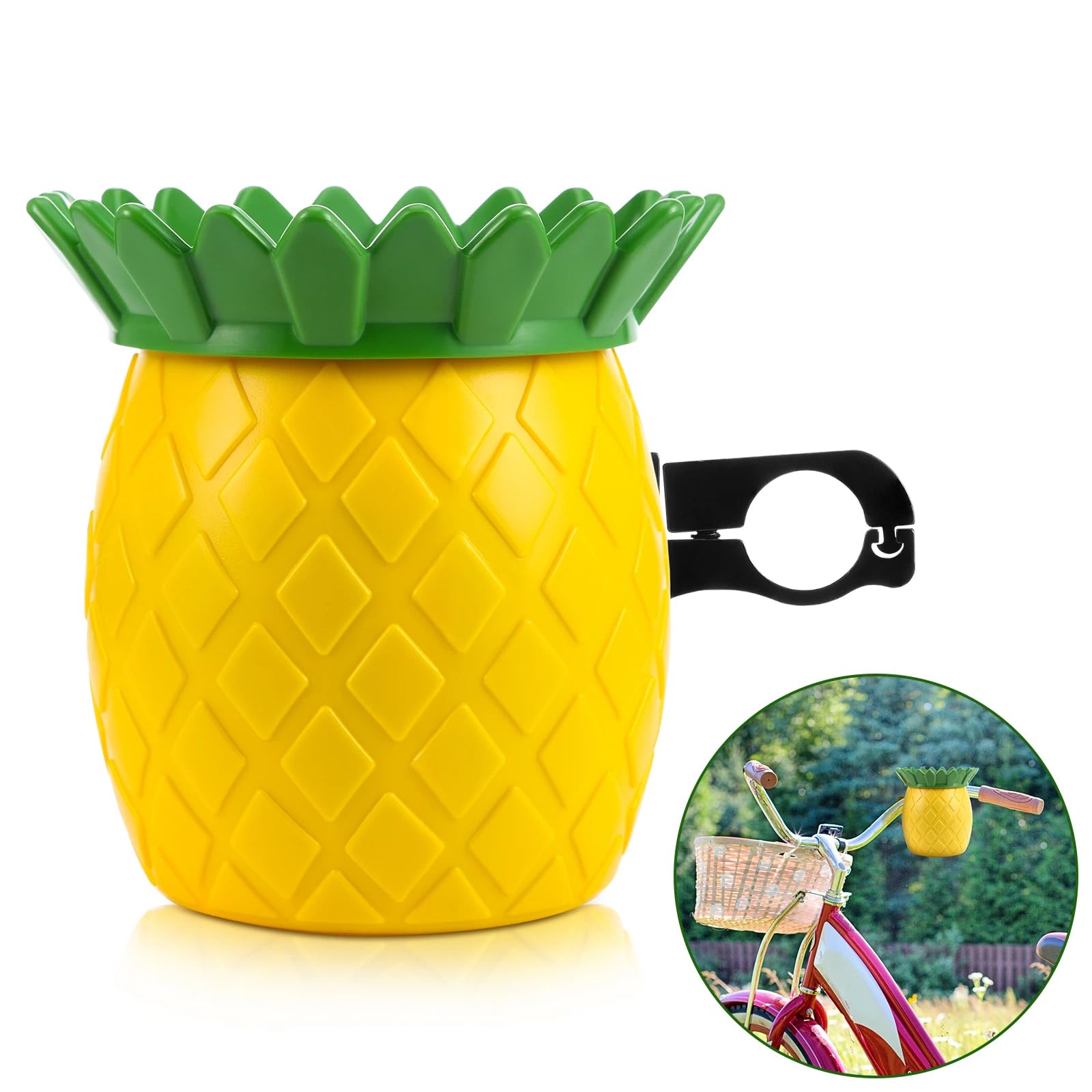 Singhoow Pineapple Bike Cup Holder Cute Aluminum Drink Holder Summer Bicycle Water Bottle Holders with Metal Clamp Coffee Cup Ca