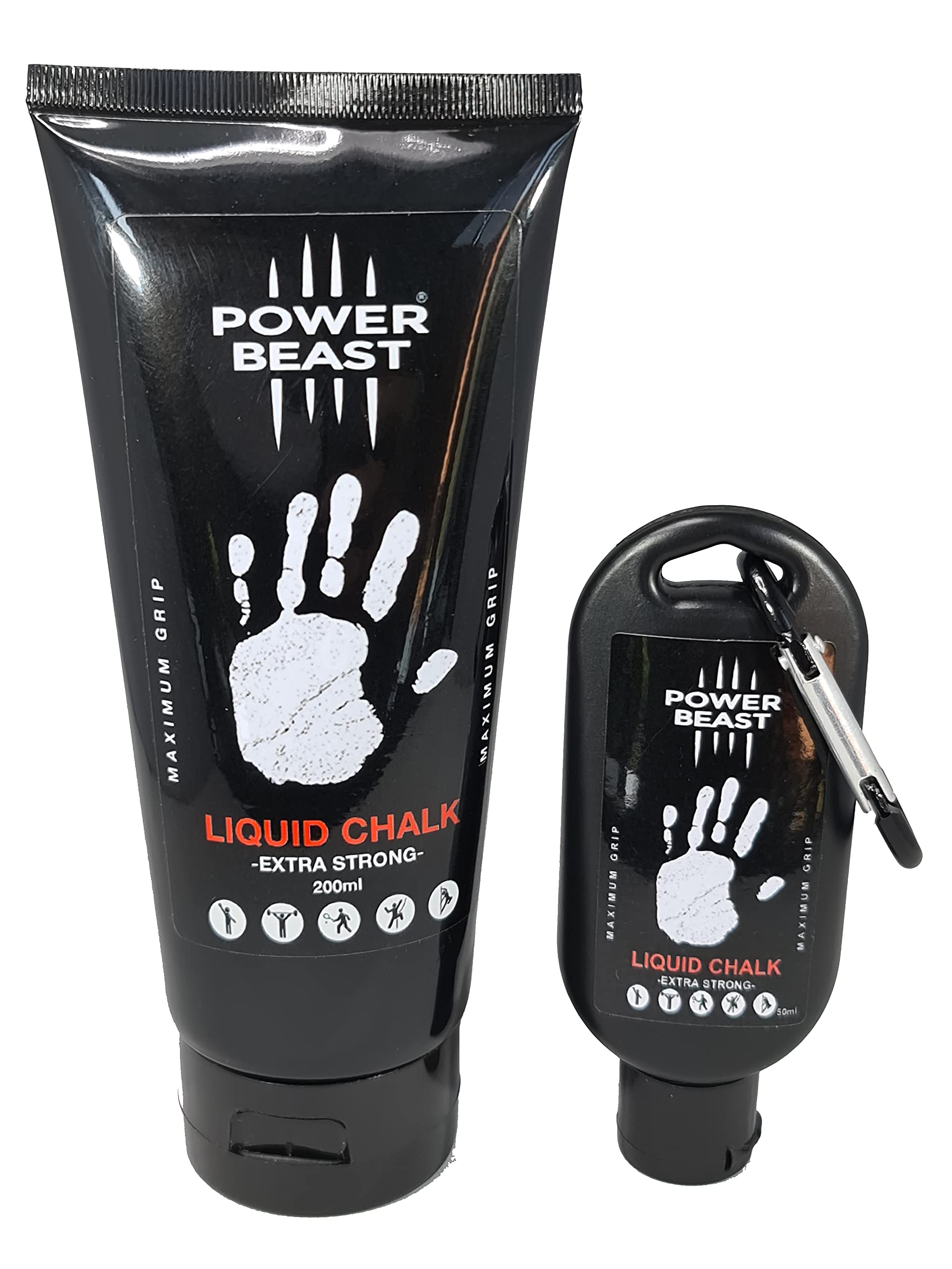 Power Beast Liquid Chalk, 2 Bottles Combo Of 200 + 50 Ml, Liquid Sports Chalk, Free Professional Hand Grip For Gym, Weightliftin