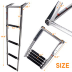 Boat Ladder 4 Step,Stainless Steel Telescoping Heavy Duty Pontoon Swim Boarding Ladder For Outboards,Yacht,Marine Fishing Boat