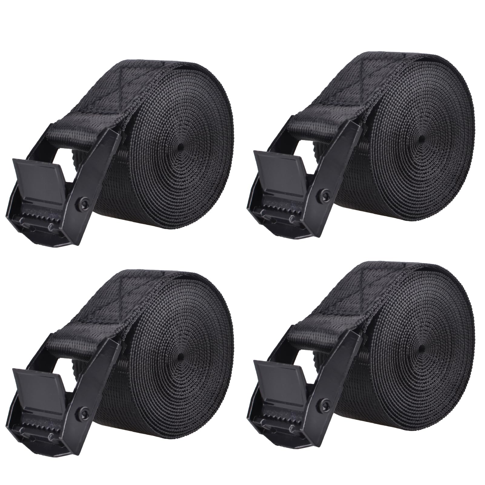 Azarxis Ratcheting Lashing Strap With Heavy Duty Cam Buckle Tie Down Webbing Strraps (Army Green - 4 Pack, 118 Inch)