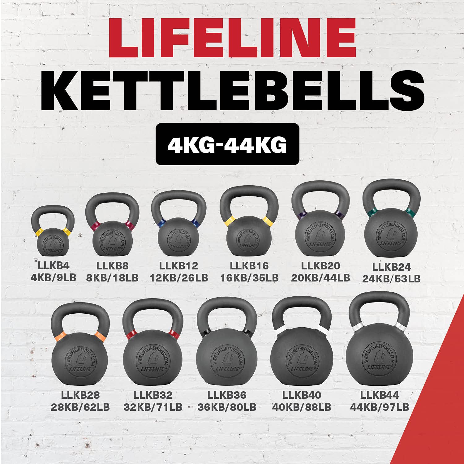 Lifeline Kettlebell Weight - 24 Kg/53 Lb , Black