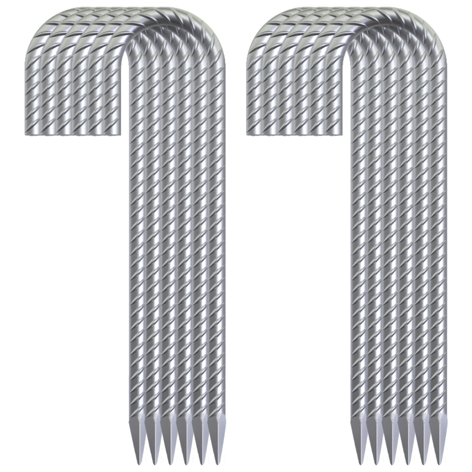 Ok5Star 12 Pack 12'' Galvanized Rebar Stakes Heavy Duty J Hook Ground Anchors, Curved Steel Tent Stakes Anti Rust Steel Ground S