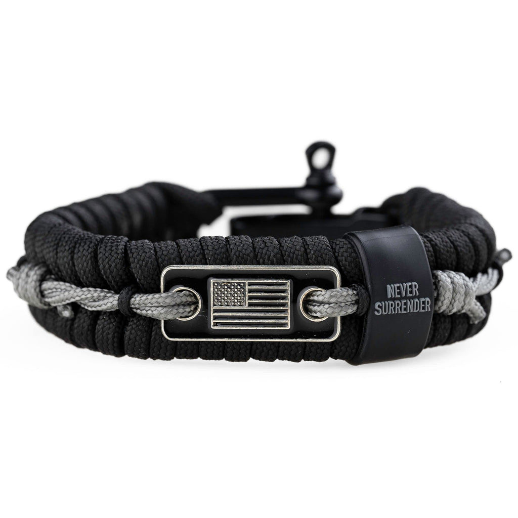 Hero Company Never Surrender Barbed Wire Paracord Bracelet - Tactical Survival Bracelet For Men With Bronze Usa Flag - Helps Pai