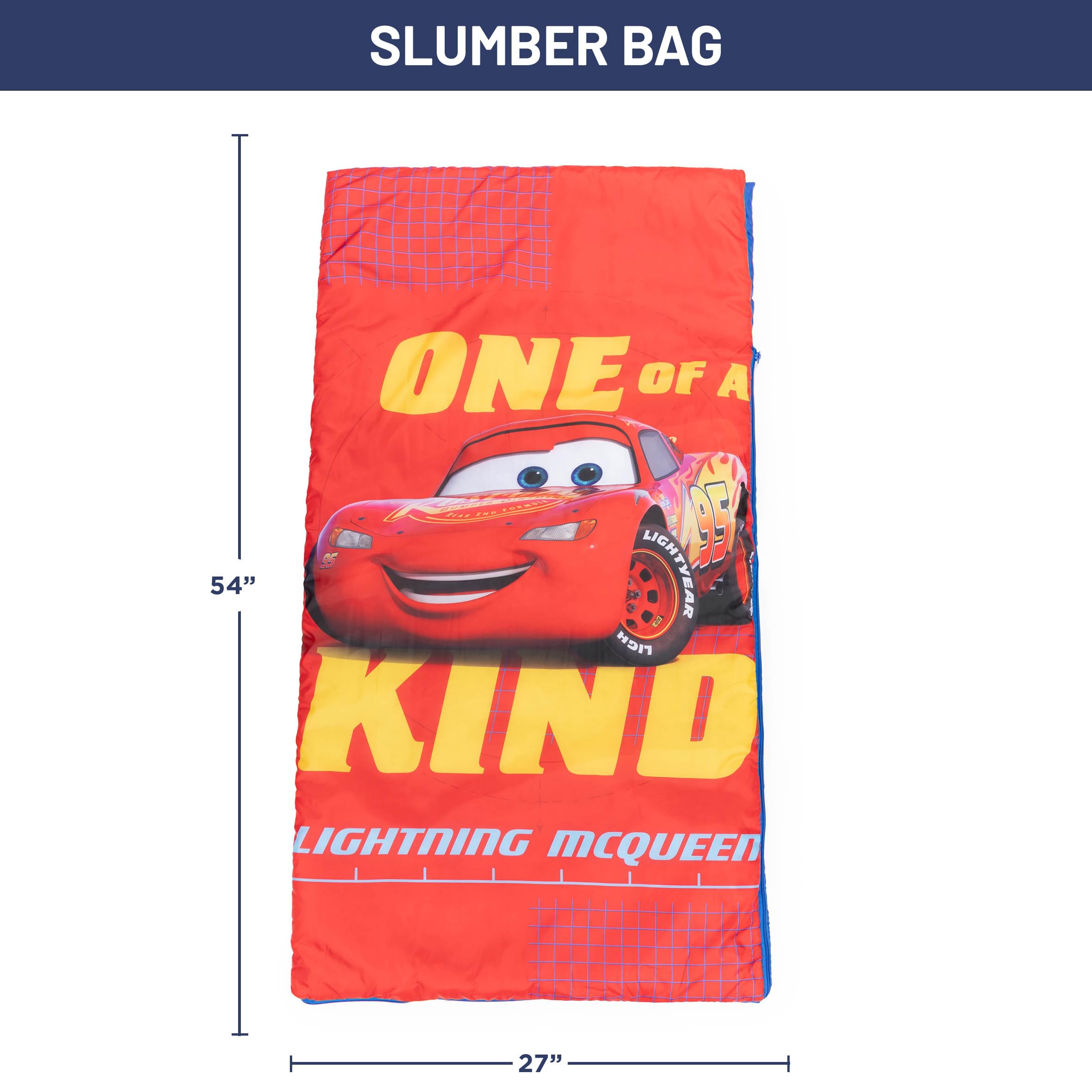 Jay Franco Disney Pixar Cars One Of A Kind Slumber Sack - Cozy & Warm Kids Lightweight Slumber Bag/Sleeping Bag - Featuring Ligh