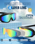 Rantizon Swim Goggles 2 Pack, Adjustable Wide View Anti Fog&Uv Swimming Goggles For Audlt, No Leaking Swim Glasses For Men Women