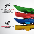 Raxgo Wall Kayak Storage Rack, Heavy Duty Wall Mounted Garage Kayak Storage Hooks For Kayaks, Sup, Canoe & Paddleboard, For Indo