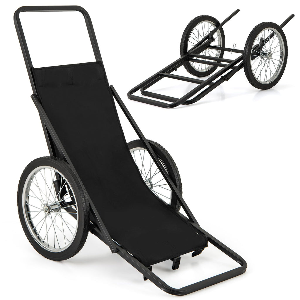 Goplus Folding Deer Cart With Polyester Liner, 550 Lbs Heavy-Duty Hunting Game Hauler With 20 Rubber Wheels, Ergonomic Handle, U