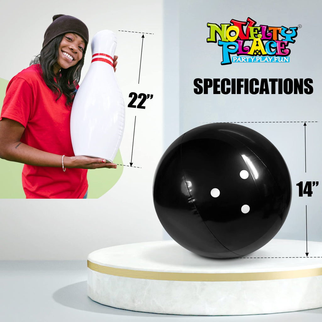 Novelty Place Giant Inflatable Bowling Set For Kids & Adults, One 14 Inches Ball With Six 22 Inches Pins