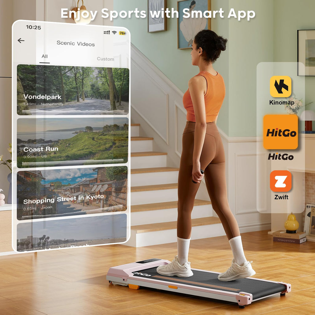 Hitgo Under Desk Treadmill - 2 In 1 Walking & Jogging Pad, Portable With Remote Control & App, 2.5Hp Compact Walking Pad For Hom