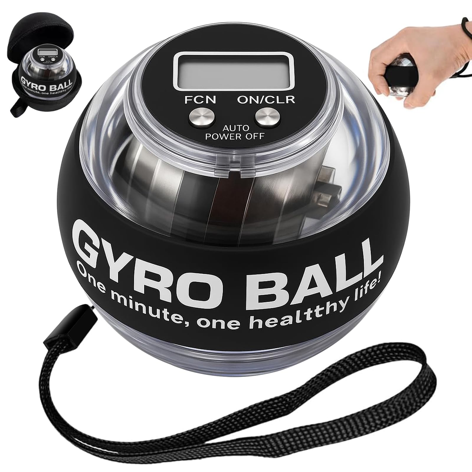 PYSUG Wrist Power Gyro Ball with Counter, Curaball Torque Ball Hand Exerciser for Grip Strength Arm Trainer Chest Workout Equipm