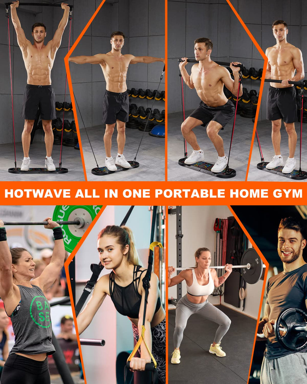 HOTWAVE Portable Exercise Equipment with 18 Gym Accessories.20 in 1 Push Up Board Fitness,Resistance Bands with Ab Roller Wheel,