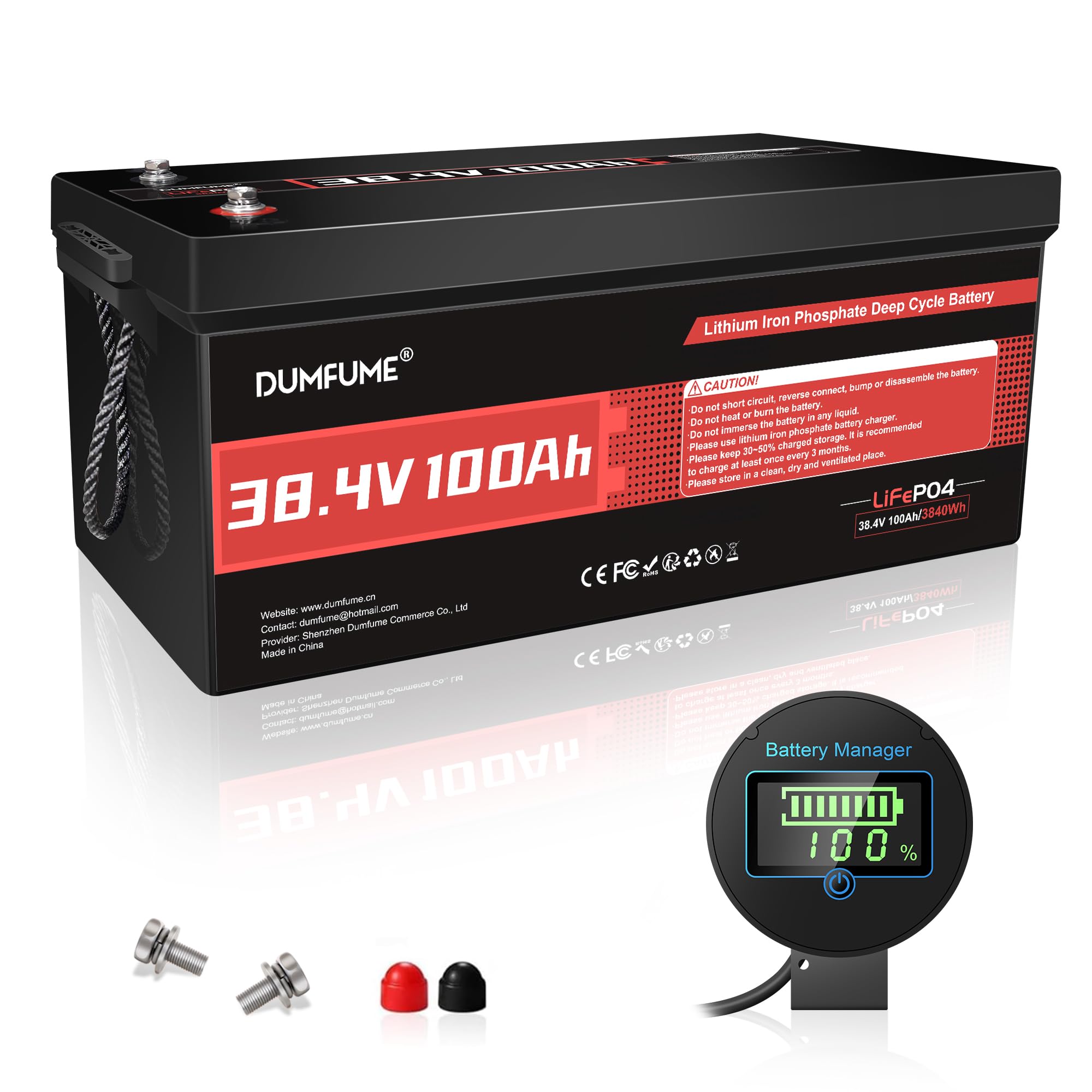 dumfume 38.4V(36V) 100Ah LiFePO4 Lithium Golf Cart Battery,Built-in 200A BMS & 15000 Cycles High Energy Density for Golf Carts/U