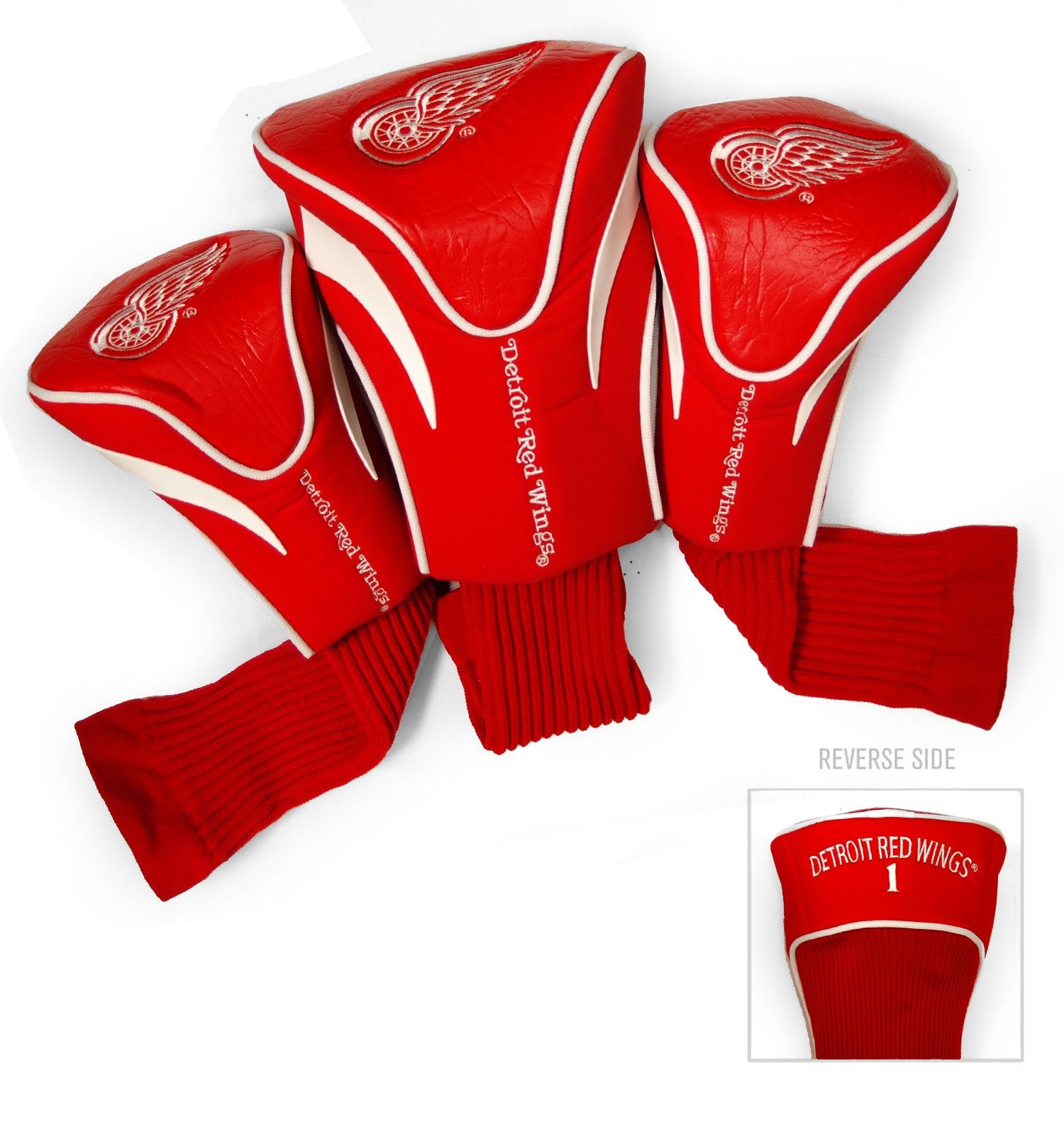 Team Golf Nhl Detroit Red Wings Contour Golf Club Headcovers (3 Count) Numbered 1, 3, & X, Fits Oversized Drivers, Utility, Resc