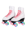 C SEVEN C7skates Quad Roller Skates | Retro Design (Candy Pink w LED, Women's 5 / Youth 4)