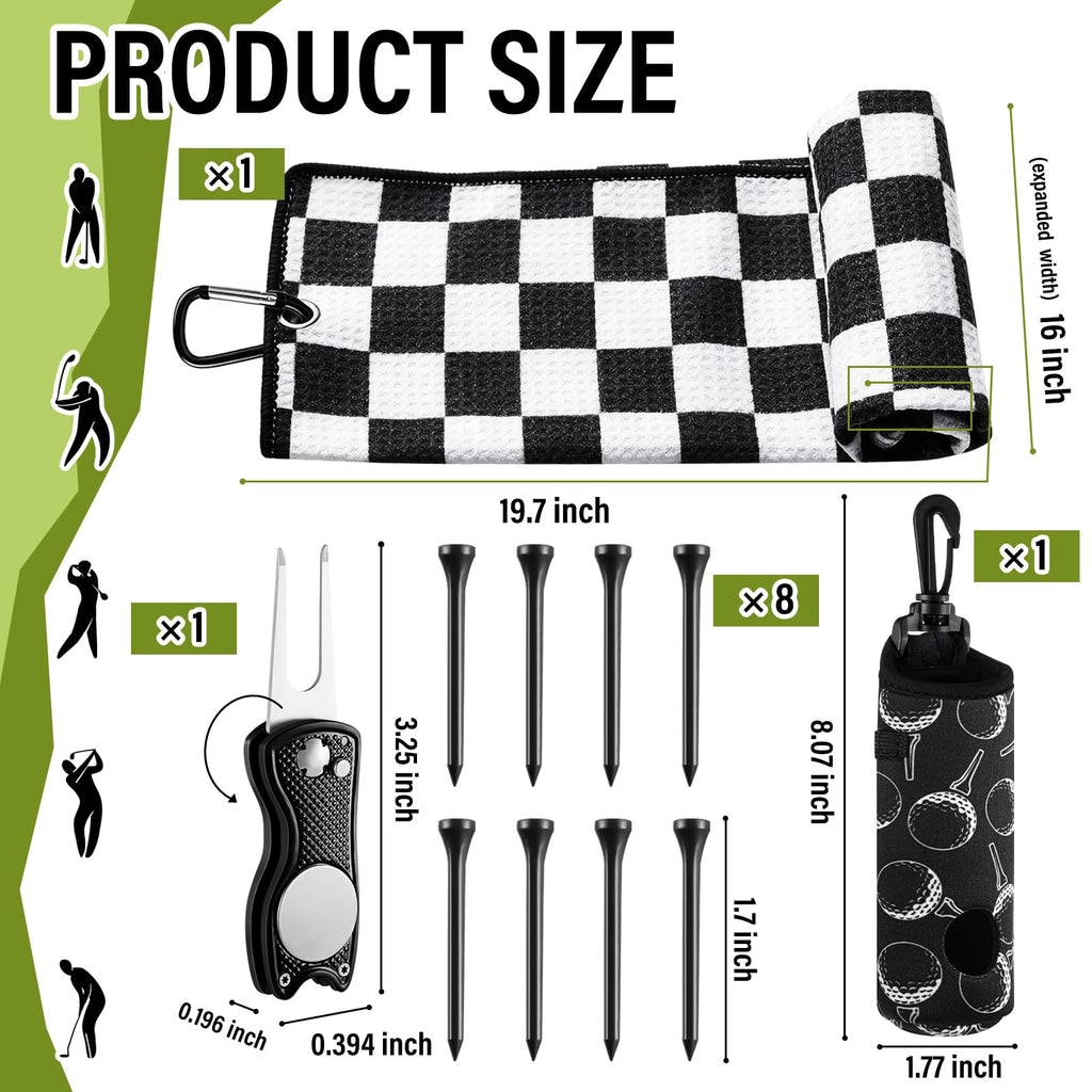 Liliful 12 Pcs Golf Accessories Kit, Include Golf Ball Bag with Hook Towel Tees Magnetic Ball Marker Divot Tool Cleaner Brush fo