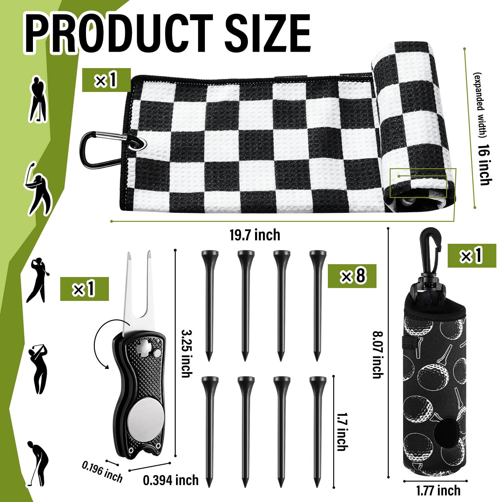 Liliful 12 Pcs Golf Accessories Kit, Include Golf Ball Bag with Hook Towel Tees Magnetic Ball Marker Divot Tool Cleaner Brush fo