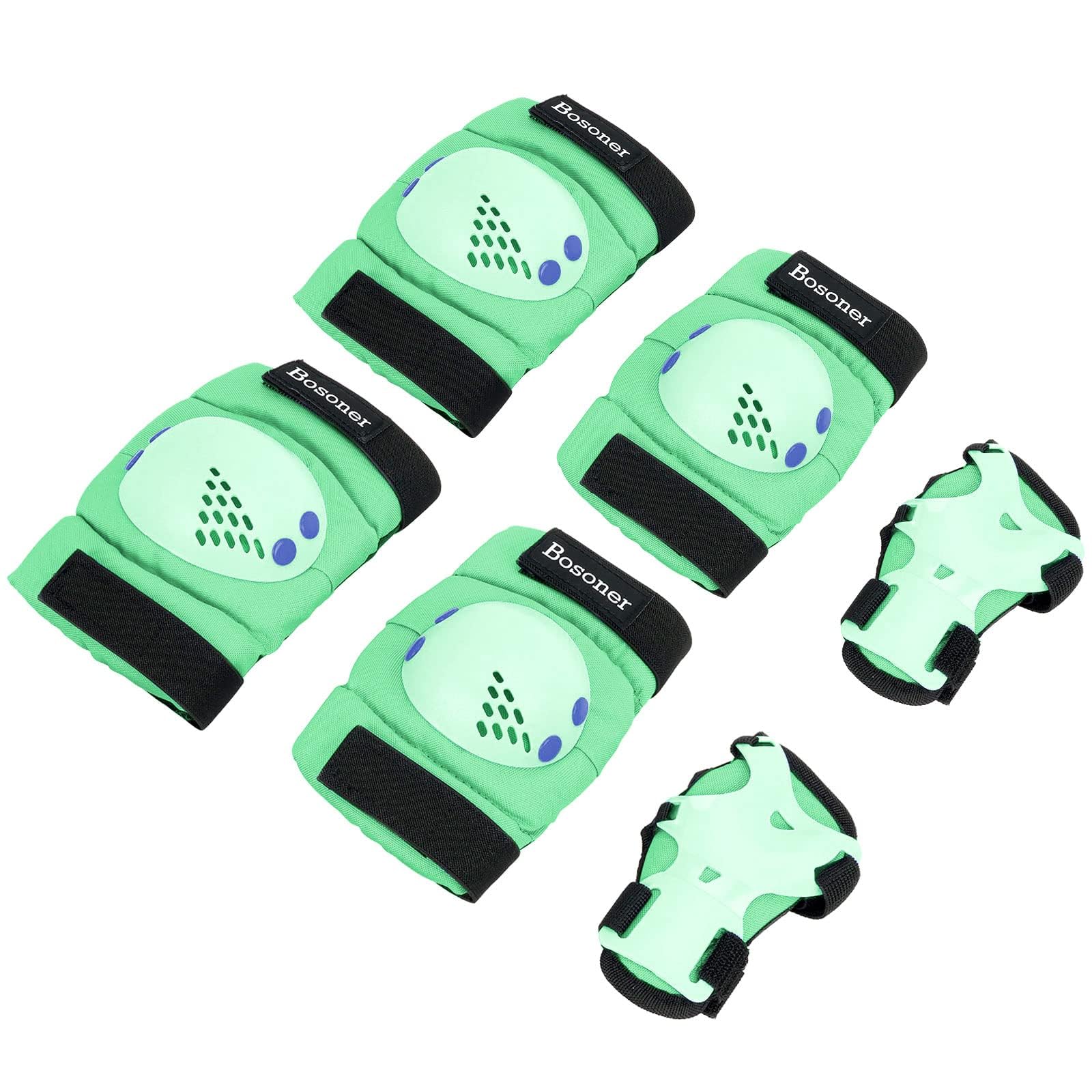 BOSONER Kids Knee Pads Set for 3-15 Year, Knee Elbow Pads and Wrist Guards for Boys/Girls, Child Protective Gear for Biking, Ska
