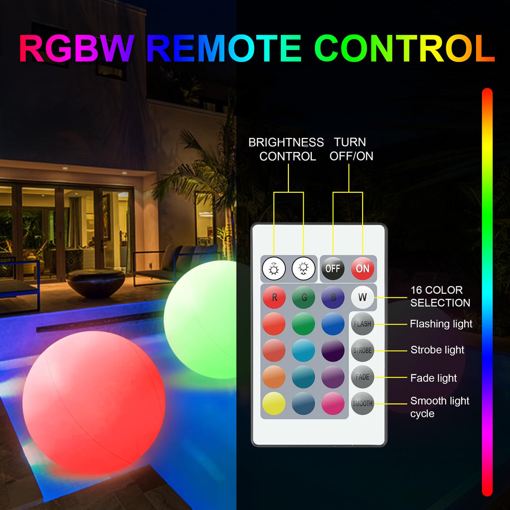 Naldoxyn Pool Toys,Led Beach Ball With Remote Control,12In Beach Balls With 16 Colors Lights And 4 Light Modes,100Ft Control Dis