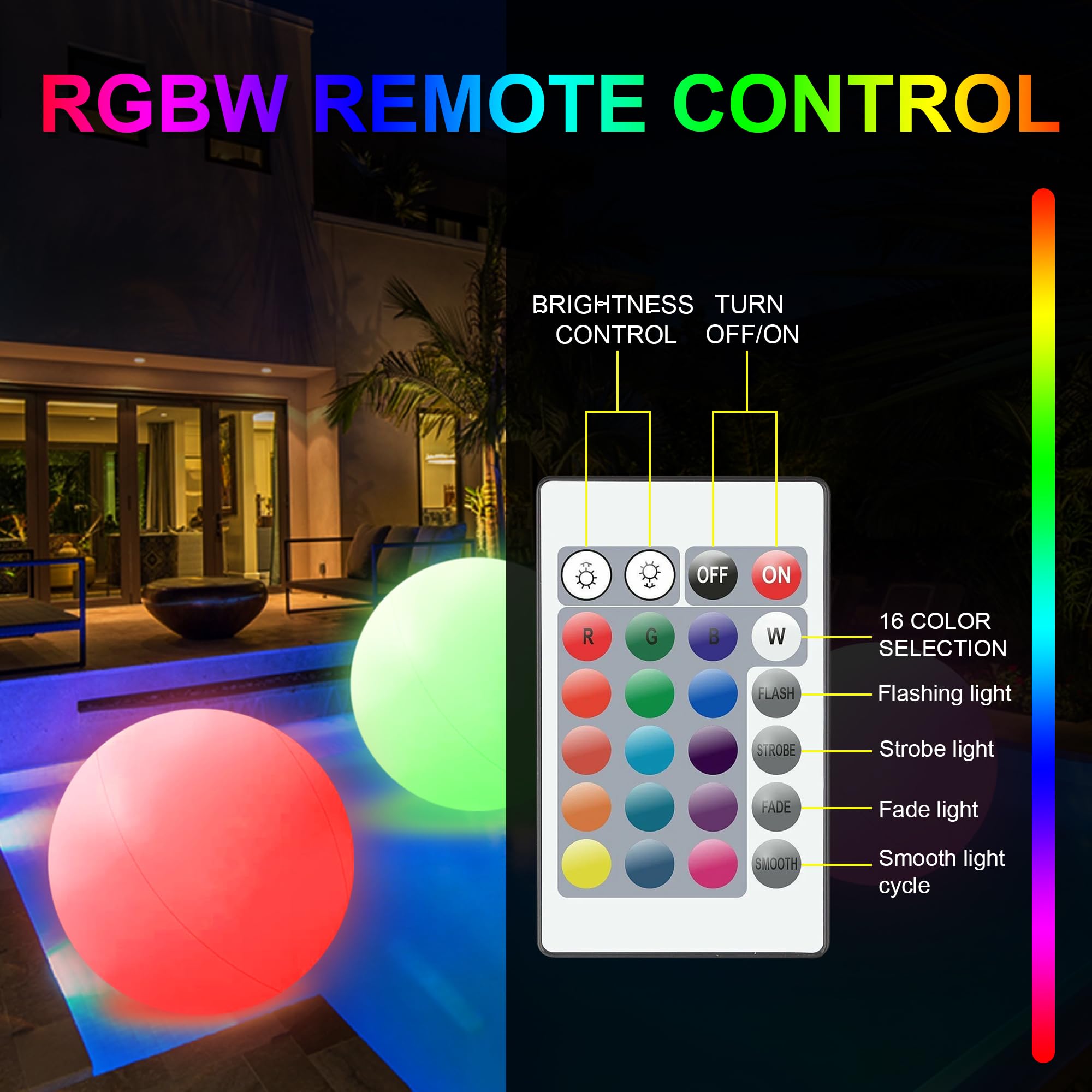 Naldoxyn Pool Toys,Led Beach Ball With Remote Control,12In Beach Balls With 16 Colors Lights And 4 Light Modes,100Ft Control Dis