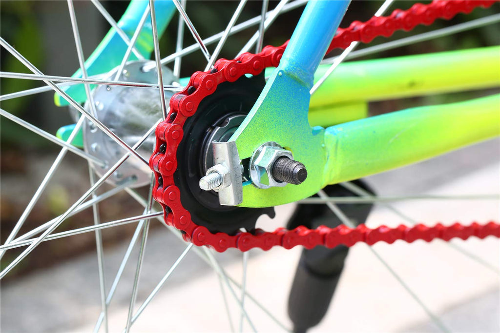 Zonkie Single-Speed Bicycle Chain 1/2 X 1/8 Inch 116 Links (Red, 1/2'' 1/8'' 116 Links)
