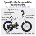 Royalbaby Freestyle Kids Bike Boys Girls 16 Inch Bmx Childrens Bicycle With Training Wheels & Kickstand For Ages 4-7 Years, Whit
