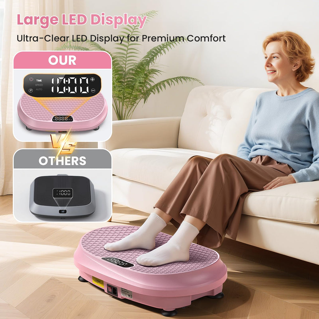 Curved Vibration Plate Exercise Machine, Vibrating Plate 400 Lbs Capacity With 9 Auto Modes And 120 Adjustable Speeds, Large Led