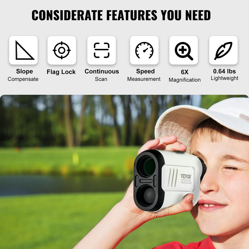 Vevor Golf Rangefinder, 650 Yards Laser Golfing Hunting Range Finder, 6X Magnification Distance Measuring, Golfing Accessory Wit