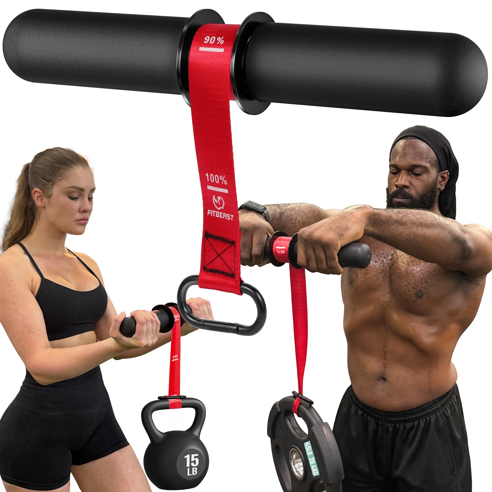 FitBeast Forearm Strengthener & Forearm Exerciser, Wrist Roller with Thicker Handle, Forearm Strength Trainer with Adjustable St